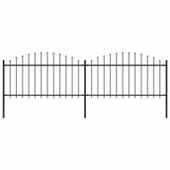 Garden fence with spikes steel (1,25-1,5) × 3,4 m black - Metal Fence