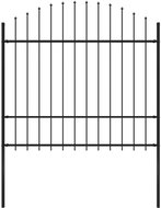 Garden fence with spikes steel (1,5-1,75) × 1,7 m black - Metal Fence