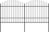 Garden fence with spikes steel (1,5-1,75) × 3,4 m black - Metal Fence