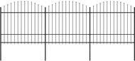 Garden fence with spikes steel (1,5-1,75) × 5,1 m black - Metal Fence