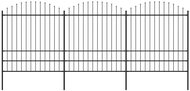 Garden fence with spikes steel (1,75-2) × 5,1 m black - Metal Fence