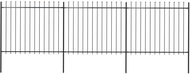 Garden fence with spikes steel 5,1 × 1,5 m black 277631 - Metal Fence