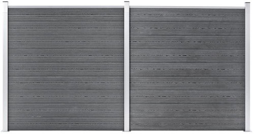 Zahradní plot WPC 353 × 186 cm šedý - Plotové dílce - Main image