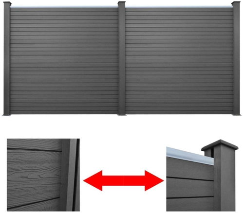 Zahradní plotové panely 2 ks WPC 361 cm šedé - Plotový panel - Main image