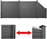 Zahradní plot set 2 čtvercové + 1 šikmý dílec WPC 460 cm šedý - Plotové dílce