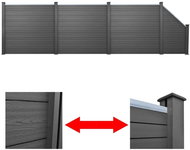 Zahradní plot set 3 čtvercové + 1 šikmý dílec WPC 638 cm šedý - Plotové dílce