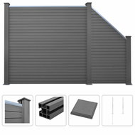 Plotová sada z WPC 1 čtvercový + 1 šikmý díl 277 × 187 cm šedá - Plotové dílce