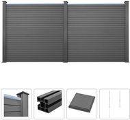 Plotová sada z WPC 2 čtvercové díly 357 × 187 cm šedá - Plotové dílce