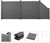 Plotová sada z WPC 2 čtvercové + 1 šikmý díl 451 × 187 cm šedá - Plotové dílce