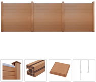 Plotová sada z WPC 3 čtvercové díly 531 × 187 cm hnědá - Plotové dílce