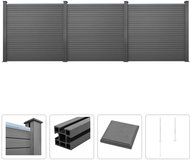 Plotová sada z WPC 3 čtvercové díly 531 × 187 cm šedá - Plotové dílce