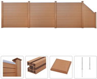 Plotová sada z WPC 3 čtvercové + 1 šikmý díl 625 × 187 cm hnědá - Plotové dílce