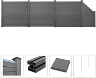 Plotová sada z WPC 3 čtvercové + 1 šikmý díl 625 × 187 cm šedá - Plotové dílce