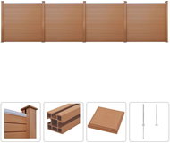 Plotová sada z WPC 4 čtvercové díly 705 × 187 cm hnědá - Plotové dílce