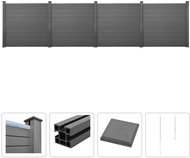 Plotová sada z WPC 4 čtvercové díly 705 × 187 cm šedá - Plotové dílce