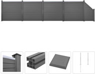 Plotová sada z WPC 4 čtvercové + 1 šikmý díl 799 × 187 cm šedá - Plotové dílce