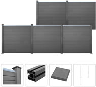 Plotová sada z WPC 5 čtvercových dílů 879 × 187 cm šedá - Plotové dílce