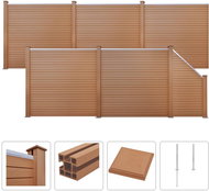 Plotová sada z WPC 5 čtvercových + 1 šikmý díl 973x187 cm hnědá - Plotové dílce