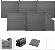 Plotová sada z WPC 5 čtvercových + 1 šikmý díl 973x187 cm šedá - Plotové dílce