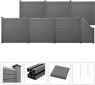 Plotová sada z WPC 6 čtvercových + 1 šikmý díl 1147x187 cm šedá - Plotové dílce