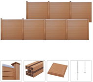 Plotová sada z WPC 7 čtvercových dílů 1227 × 187 cm hnědá - Plotové dílce