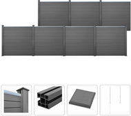 Plotová sada z WPC 7 čtvercových dílů 1227 × 187 cm šedá - Plotové dílce