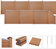 Plotová sada z WPC 7 čtvercových + 1 šikmý díl 1321x187cm hnědá - Plotové dílce