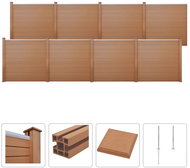 Plotová sada z WPC 8 čtvercových dílů 1401 × 187 cm hnědá - Plotové dílce