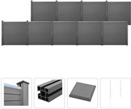 Plotová sada z WPC 9 čtvercových dílů 1575 × 187 cm šedá - Plotové dílce