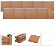 Plotová sada z WPC 9 čtvercových + 1 šikmý díl 1669x187cm hnědá - Plotové dílce