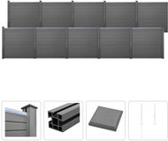 Plotová sada z WPC 10 čtvercových dílů 1749 × 187 cm šedá - Plotové dílce