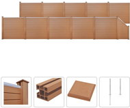 Plotová sada z WPC 10 čtvercových+1 šikmý díl 1843x187 cm hnědá - Plotové dílce