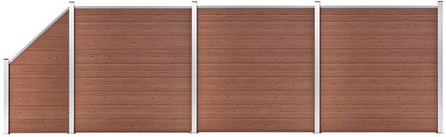 Plotová sada WPC 3 čtvercové + 1 šikmý díl 619 × 186 cm hnědá - Plot - Main image