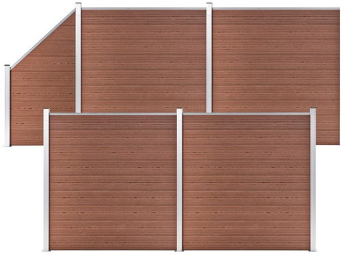 Plotová sada WPC 4 čtvercové + 1 šikmý díl 792 × 186 cm hnědá - Plot - Main image