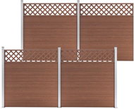 Plotová sada z WPC 4 čtvercové díly 699 × 185 cm hnědá - Plotové dílce