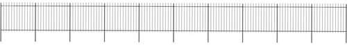 Zahradní plot s hroty ocel 17 × 1,5 m černý - Plot - Main image