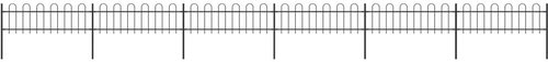 Zahradní plot s obloučky ocelový 10,2 × 0,6 m černý - Plot - Main image