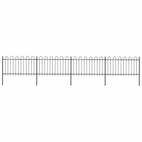 Zahradní plot s obloučky ocel 6,8 × 1 m černý - Plot - Main image