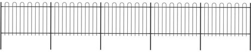 Zahradní plot s obloučky ocelový 8,5 × 1,2 m černý - Plot - Main image