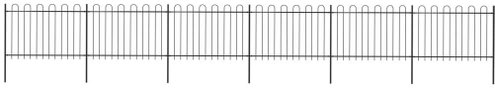 Zahradní plot s obloučky ocelový 10,2 × 1,2 m černý - Plot - Main image