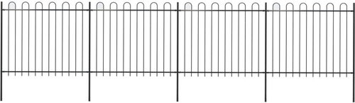 Zahradní plot s obloučky ocelový 6,8 × 1,5 m černý - Plot - Main image