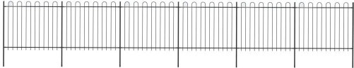 Zahradní plot s obloučky ocelový 10,2 × 1,5 m černý - Plot - Main image