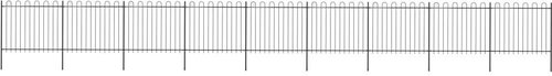 Zahradní plot s obloučky ocelový 15,3 × 1,5 m černý - Plot - Main image