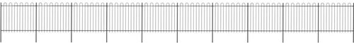 Zahradní plot s obloučky ocel 17 × 1,5 m černý - Plot - Main image