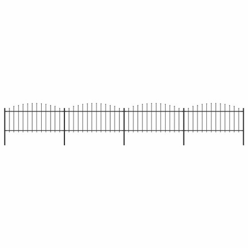 Zahradní plot s hroty ocel (0,5–0,75) × 6,8 m černý - Plot - Main image