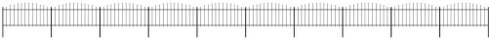 Zahradní plot s hroty ocel (0,5–0,75) × 17 m černý - Plot - Main image