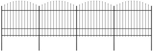 Zahradní plot s hroty ocel (1,5–1,75) × 6,8 m černý - Plot - Main image