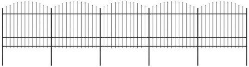Zahradní plot s hroty ocel (1,5–1,75) × 8,5 m černý - Plot - Main image