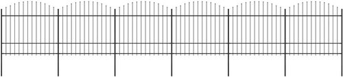 Zahradní plot s hroty ocel (1,5–1,75) × 10,2 m černý - Plot - Main image