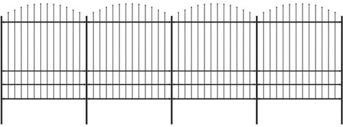 Zahradní plot s hroty ocel (1,75–2) × 6,8 m černý - Plot - Main image